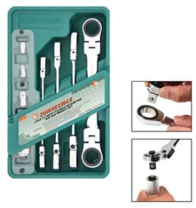 Komplet kluczy oczkowych przegub. z grzechotką z adapterem JONNESWAY