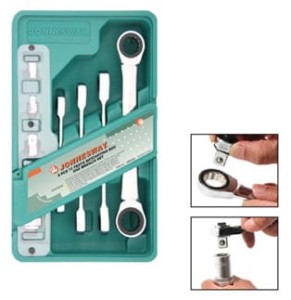 Komplet kluczy oczkowych z grzechotką z adapterami JONNESWAY