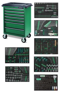 Wózek 7-szufladowy z zestawem 295szt. narzędzi we wkładkach EVA