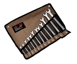 Zestaw kluczy płasko oczkowych giętych 12 szt 6-22mm BASS