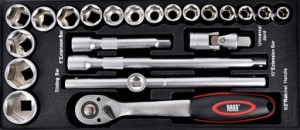 Wkład do szafki narzędziowej grzechotka 1/2", nasadki, akcesoria BASS