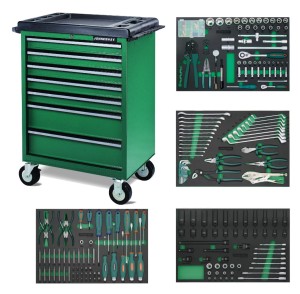 Wózek 7-szufladowy z zestawem 246szt. narzędzi we wkładkach EVA