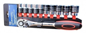 Zestaw grzechotka 1/2" z nasadkami 10-27mm BASS